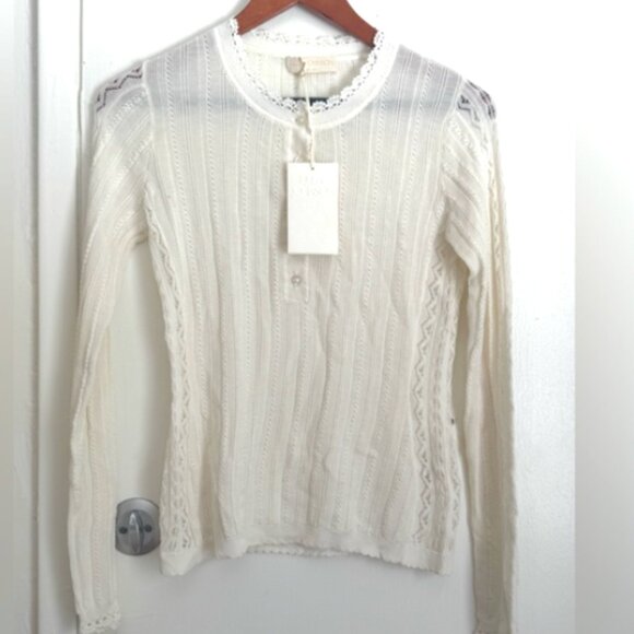 Ulla Johnson  Delia Top Cream LaceTrim Detail Sweater - Picture 4 of 16